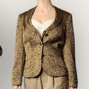 Vintage silk blend leopard print Kay Unger blazer suit jacket vintage size 10